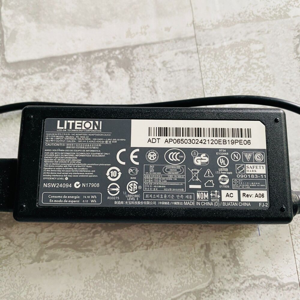 Genuine LiteOn Charger AC Power Adapter PA-1650-22 19V 3.42A 65W